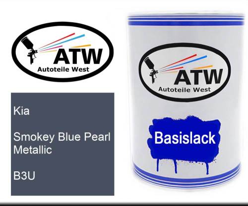 Kia, Smokey Blue Pearl Metallic, B3U: 500ml Lackdose, von ATW Autoteile West.